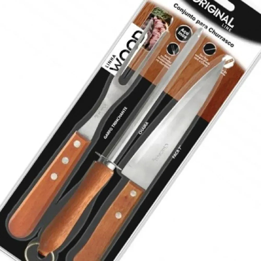 Kit para Churrasco KE Wood – 3 Peças