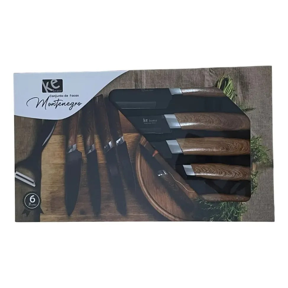 Conjunto De Facas Montenegro 6 Peças Cozinha Do Chef Kehome