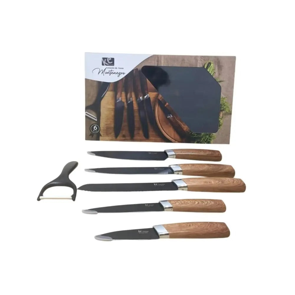 Conjunto De Facas Montenegro 6 Peças Cozinha Do Chef Kehome