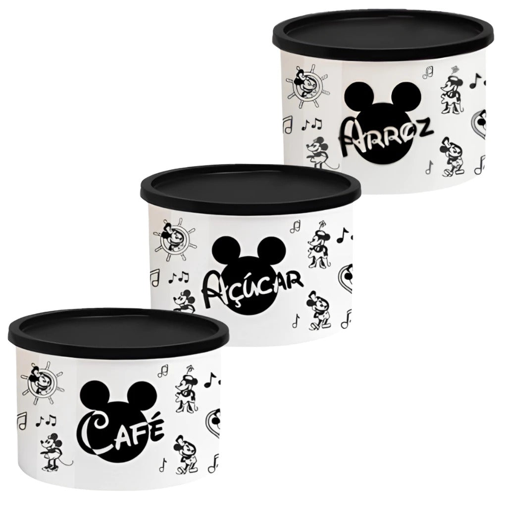 Kit de Potes Organizadores Mickey – 3 Peças